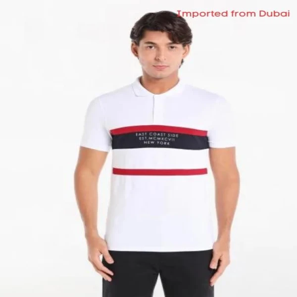 Printed T-Shirt with Polo Collar and Short Sleeves