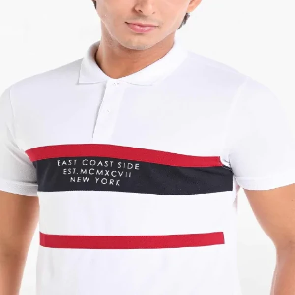 Printed T-Shirt with Polo Collar and Short Sleeves