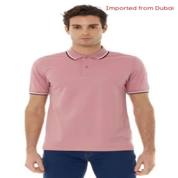 Solid T-Shirt with Polo Collar and Short Sleeves