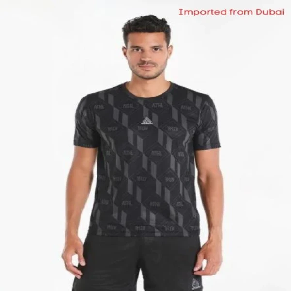 Printed Active Wear T-shirt with Crew Neck and Short Sleeves