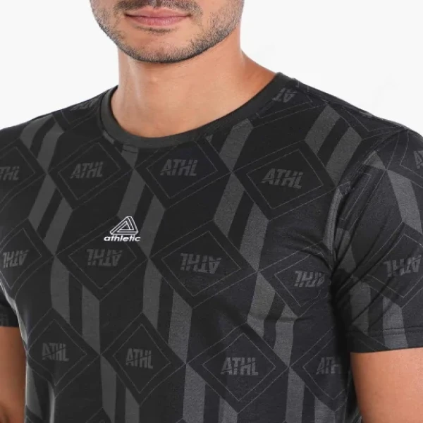 Printed Active Wear T-shirt with Crew Neck and Short Sleeves