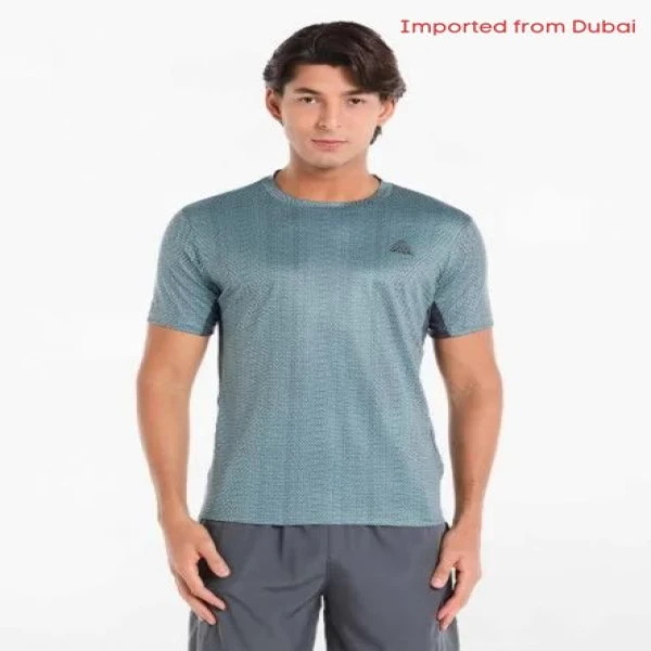 Printed Active Wear T-shirt with Crew Neck and Short Sleeves