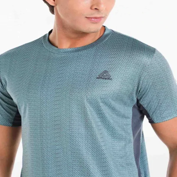 Printed Active Wear T-shirt with Crew Neck and Short Sleeves