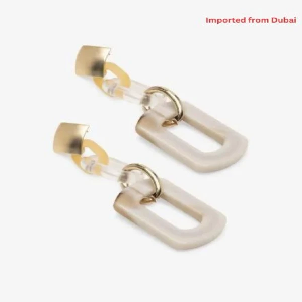 Gold and Stone Chain Earrings