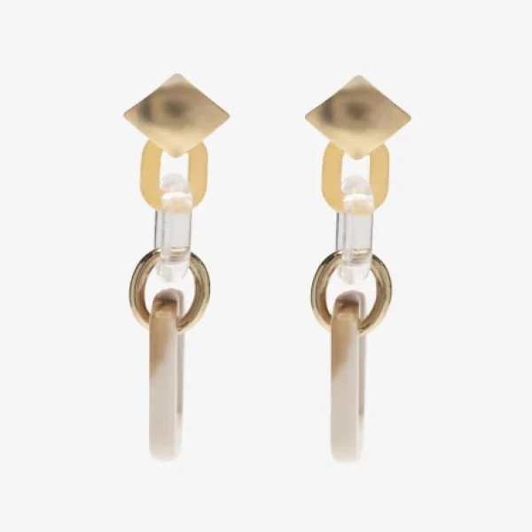 Gold and Stone Chain Earrings