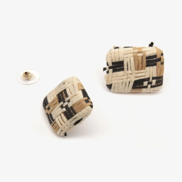 Woven Effect Stud Earrings Multi