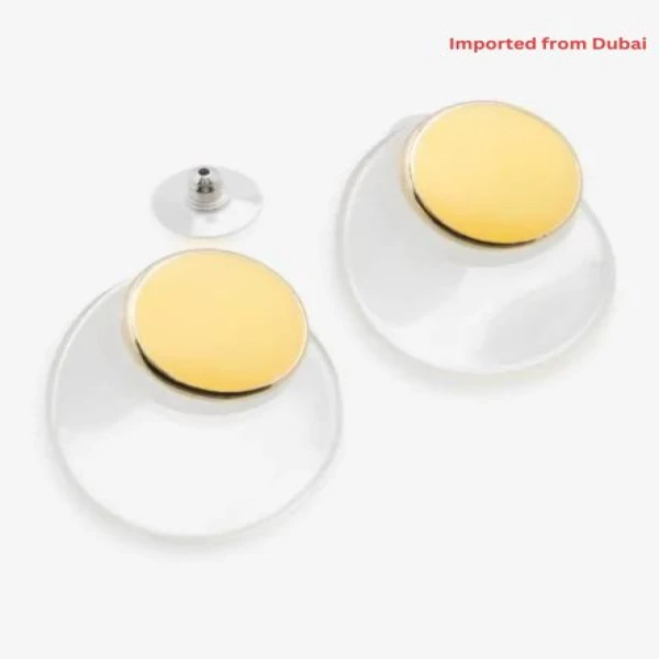 Flat Coin Earrings Beige