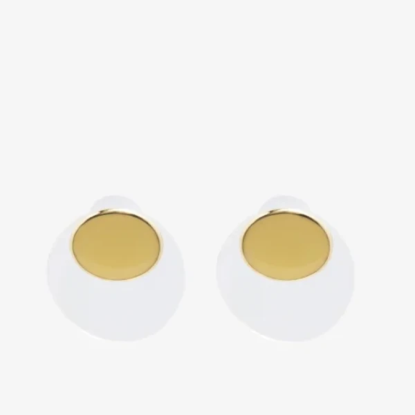 Flat Coin Earrings Beige